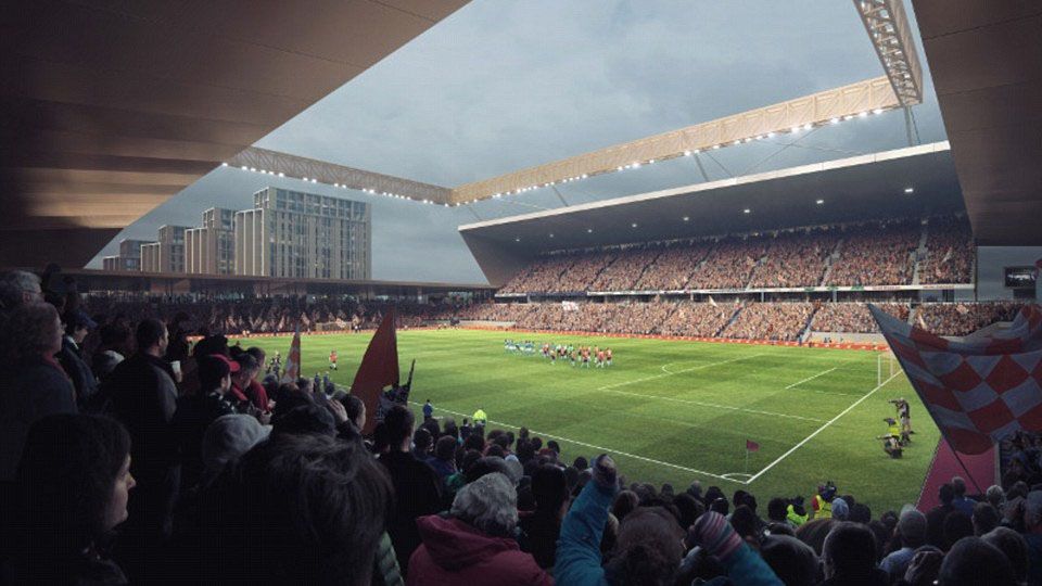 Konsep Stadion anyar Luton Town yang akan diberi nama Power Court. Copyright: © 2020 developments